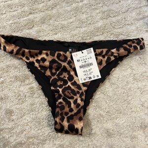 NWT Zara Leopard Print Bikini Bottom